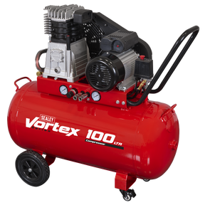 Sealey SAC1103B 100L Belt Drive Air Compressor with Cast Cylinders & Wheels 3.5hp