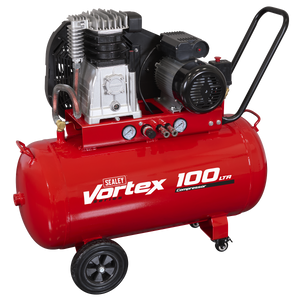 Sealey SAC1103B 100L Belt Drive Air Compressor with Cast Cylinders & Wheels 3.5hp - additional view 3