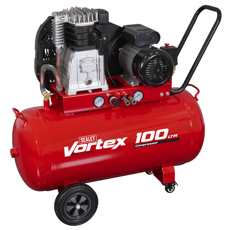 Sealey SAC1103B 100L Belt Drive Air Compressor with Cast Cylinders & Wheels 3.5hp - additional view 3