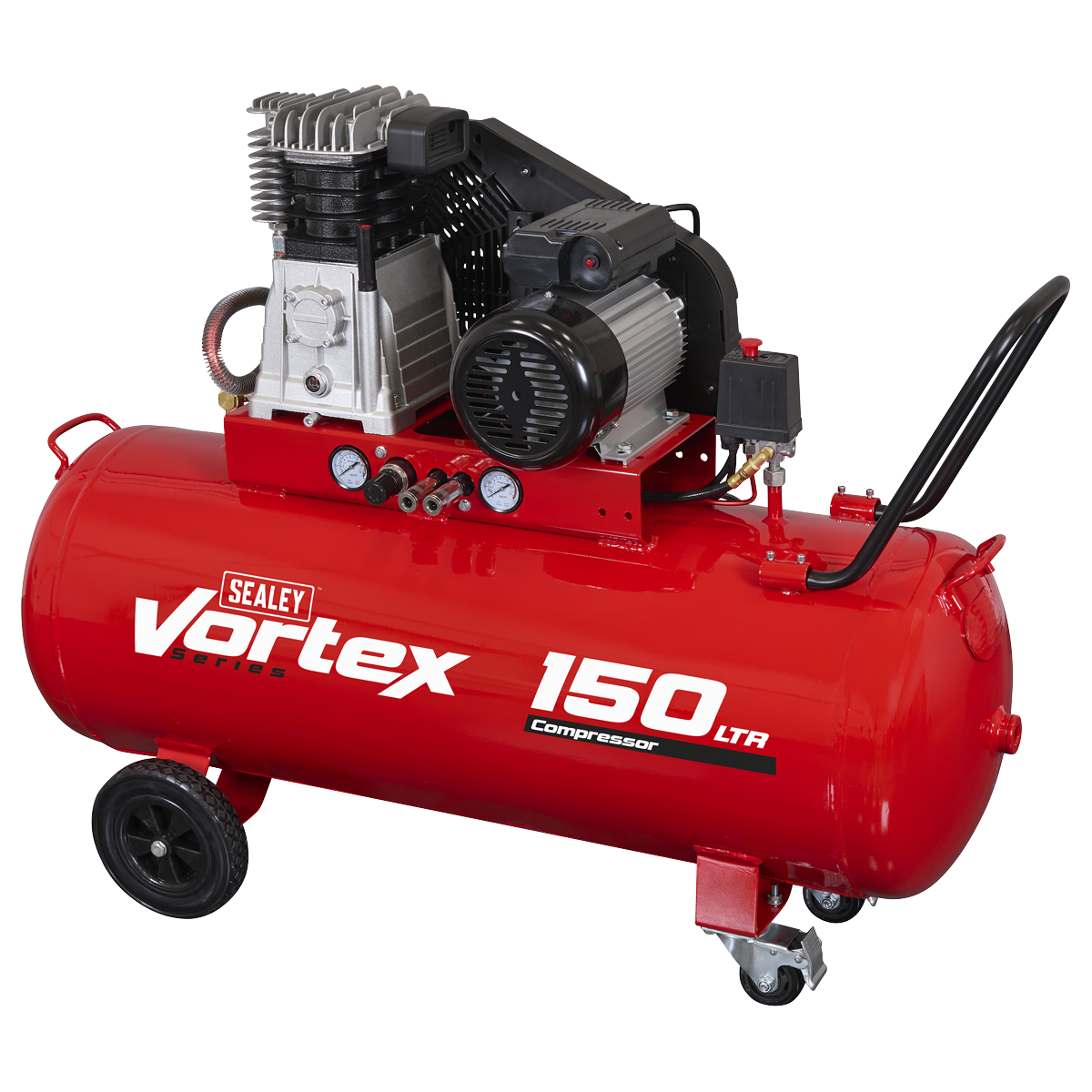 Sealey SAC1153B 150L Belt Drive Air Compressor with Cast Cylinders & Wheels 3.5hp