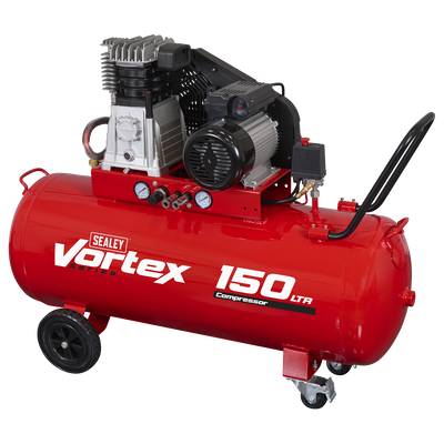 Sealey SAC1153B 150L Belt Drive Air Compressor with Cast Cylinders & Wheels 3.5hp