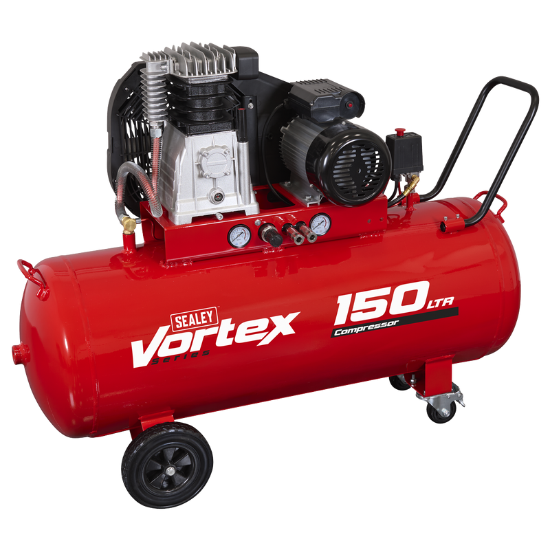 Sealey SAC1153B 150L Belt Drive Air Compressor with Cast Cylinders & Wheels 3.5hp - additional view 2