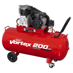 Sealey SAC1203B 200L Belt Drive Air Compressor with Cast Cylinders & Wheels 3.5hp