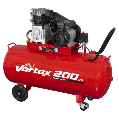 Sealey SAC1203B 200L Belt Drive Air Compressor with Cast Cylinders & Wheels 3.5hp