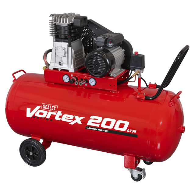 Sealey SAC1203B 200L Belt Drive Air Compressor with Cast Cylinders & Wheels 3.5hp