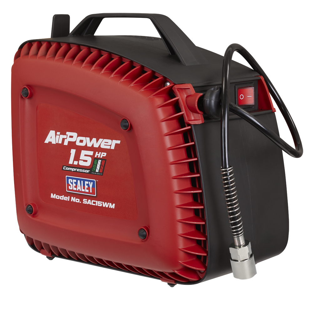 Sealey SAC15WM Wall Mounting Oil Free Air Compressor 1.5hp with 7m Retractable Hose Reel - additional view 5