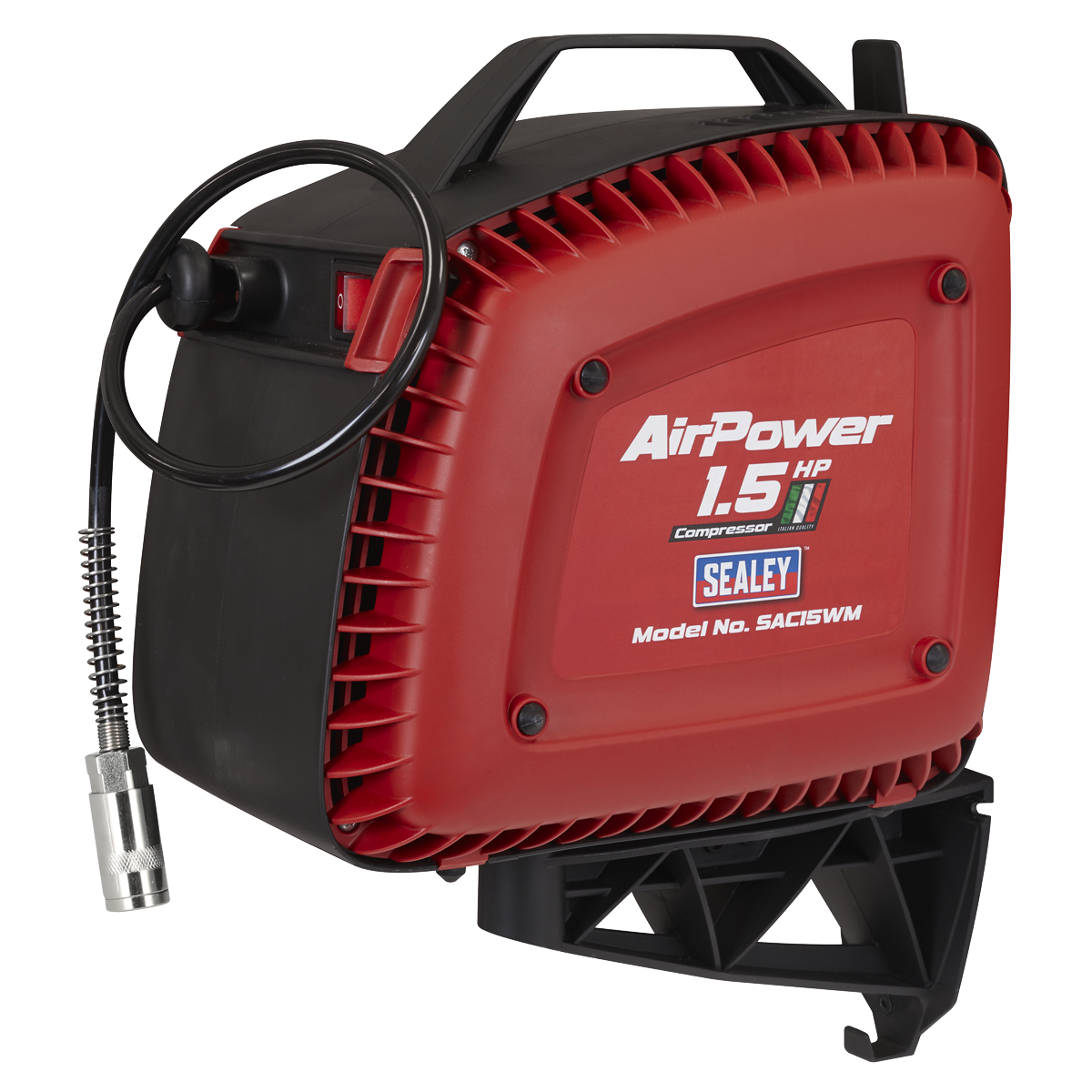 Sealey SAC15WM Wall Mounting Oil Free Air Compressor 1.5hp with 7m Retractable Hose Reel - additional view 2