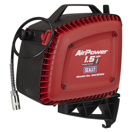 Sealey SAC15WM Wall Mounting Oil Free Air Compressor 1.5hp with 7m Retractable Hose Reel - additional view 2