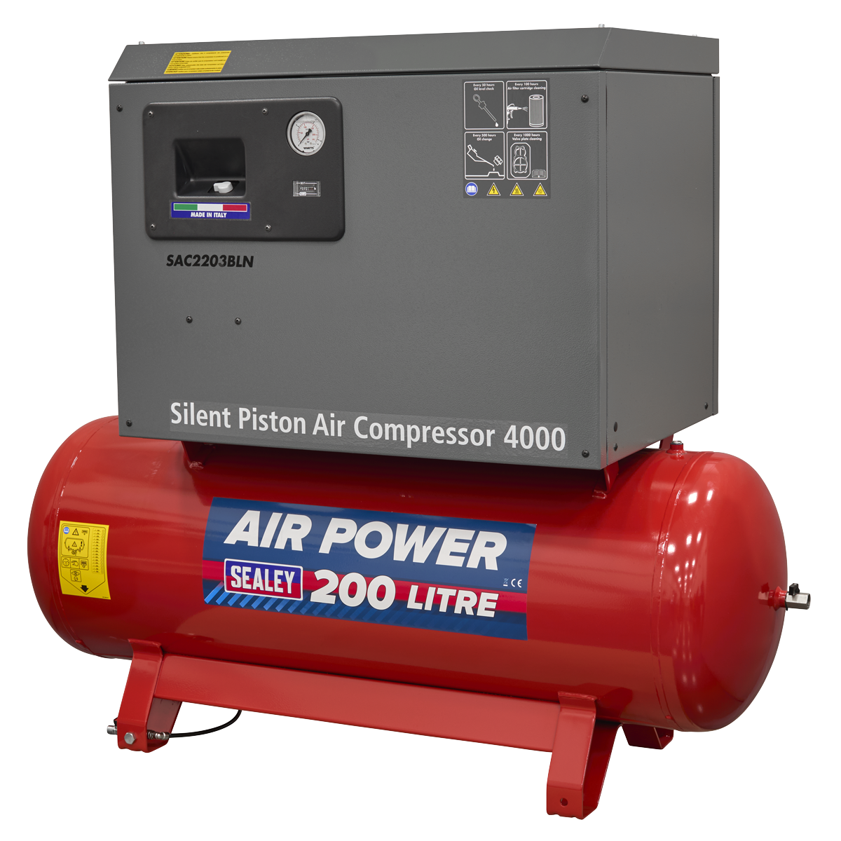 Sealey SAC2203BLN 200L Low Noise Belt Drive Air Compressor with Cast Cylinders 3hp