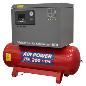 Sealey SAC2203BLN 200L Low Noise Belt Drive Air Compressor with Cast Cylinders 3hp