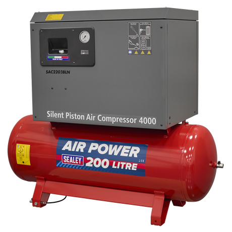 Sealey SAC2203BLN 200L Low Noise Belt Drive Air Compressor with Cast Cylinders 3hp
