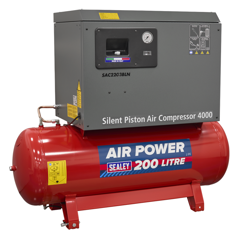 Sealey SAC2203BLN 200L Low Noise Belt Drive Air Compressor with Cast Cylinders 3hp - additional view 4