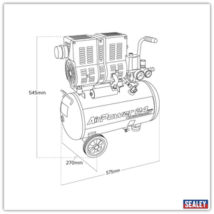 Sealey SAC2400S 24L Low Noise Oil Free Direct Drive Air Compressor 1hp - additional view 9