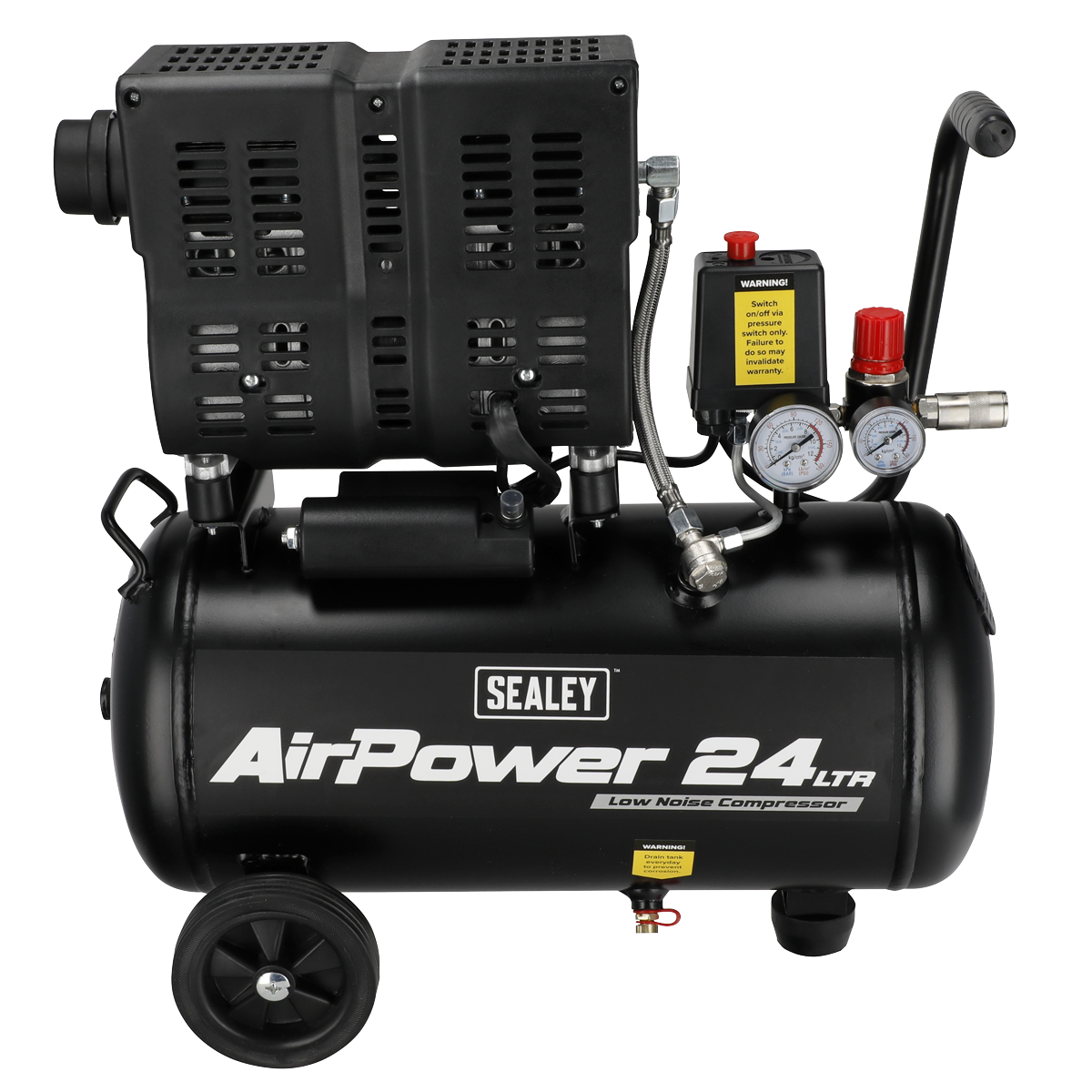 Sealey SAC2400S 24L Low Noise Oil Free Direct Drive Air Compressor 1hp - additional view 3