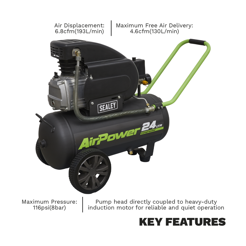 Sealey SAC2420E 24L Direct Drive Air Compressor 2hp - additional view 4