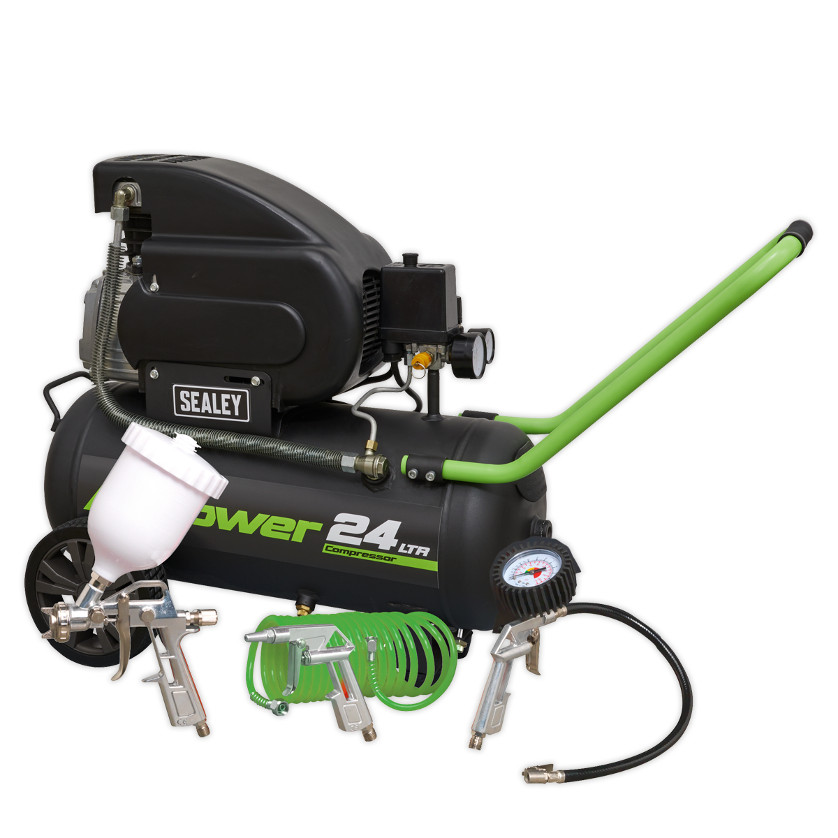 Sealey SAC2420EPK 24L Direct Drive Air Compressor 2hp with 4pc Air Accessory Kit
