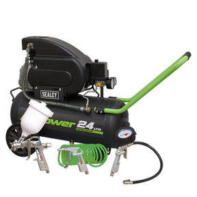Sealey SAC2420EPK 24L Direct Drive Air Compressor 2hp with 4pc Air Accessory Kit