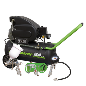 Sealey SAC2420EPK 24L Direct Drive Air Compressor 2hp with 4pc Air Accessory Kit