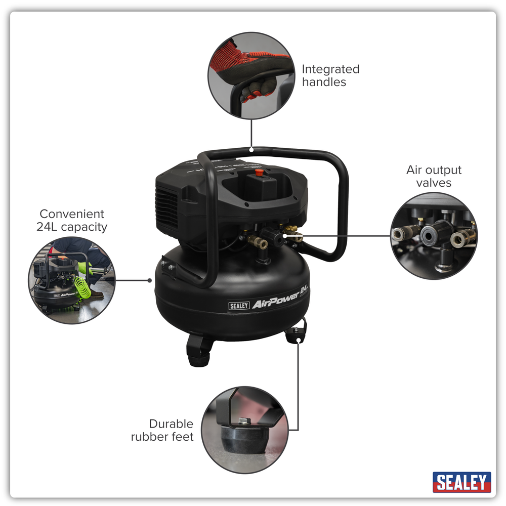Sealey SAC24V 24L Oil Free Belt Drive Vertical Compressor 2hp - additional view 12