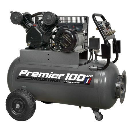 Sealey SAC3103B Premier 100L Belt Drive Air Compressor with Front Control Panel 3hp