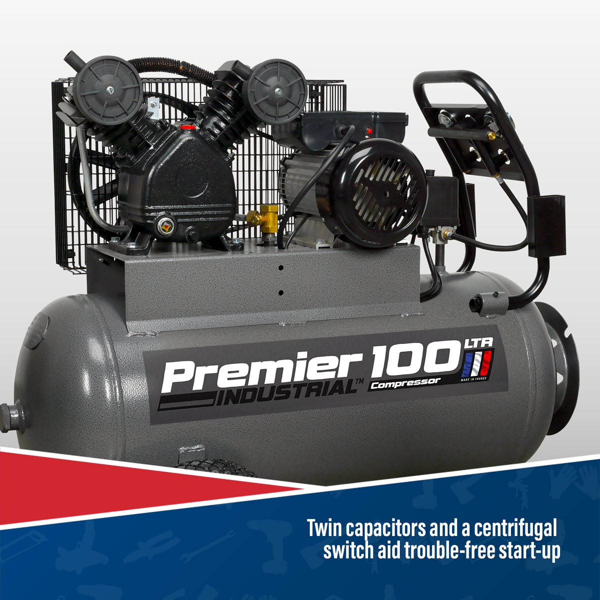 Sealey SAC3103B Premier 100L Belt Drive Air Compressor with Front Control Panel 3hp - additional view 3