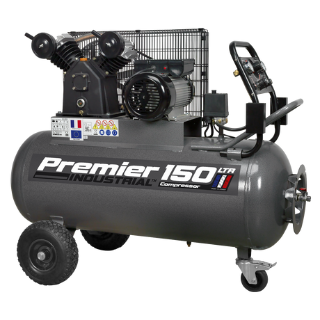 Sealey SAC3153B Premier 150L Belt Drive Air Compressor with Front Control Panel 3hp