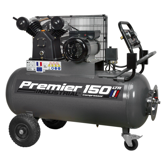 Sealey SAC3153B Premier 150L Belt Drive Air Compressor with Front Control Panel 3hp