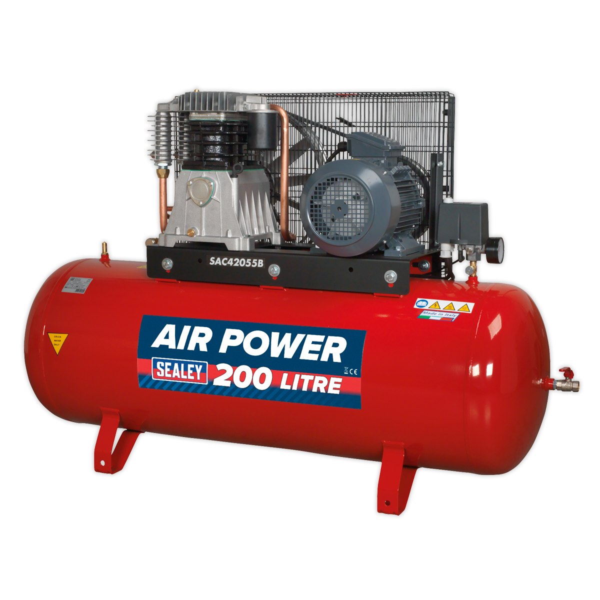 Sealey SAC42055B 200L Belt Drive Air Compressor with Cast Cylinders 5.5hp 2-Stage
