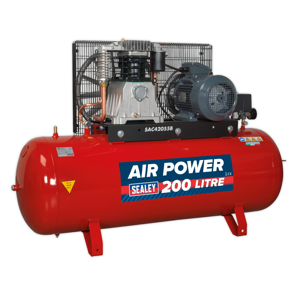 Sealey SAC42055B 200L Belt Drive Air Compressor with Cast Cylinders 5.5hp 2-Stage - additional view 2