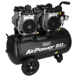 Sealey SAC5001S 50L Low Noise Oil Free Direct Drive Air Compressor 2 x 2hp