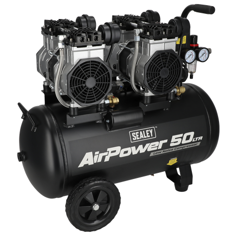 Sealey SAC5001S 50L Low Noise Oil Free Direct Drive Air Compressor 2 x 2hp