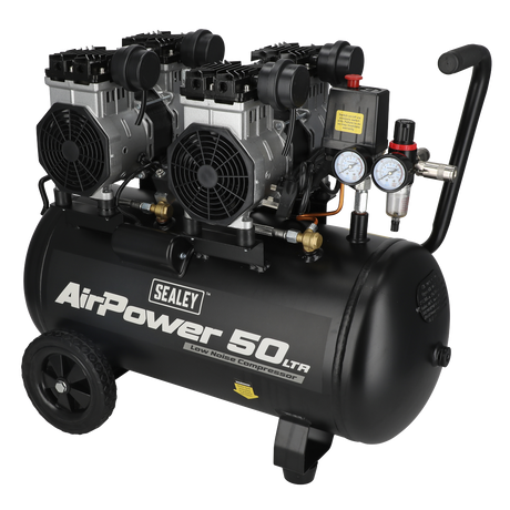 Sealey SAC5001S 50L Low Noise Oil Free Direct Drive Air Compressor 2 x 2hp - additional view 2