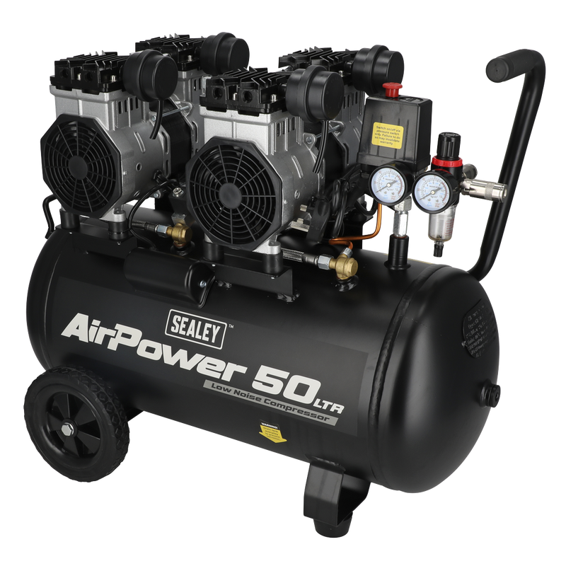 Sealey SAC5001S 50L Low Noise Oil Free Direct Drive Air Compressor 2 x 2hp - additional view 2