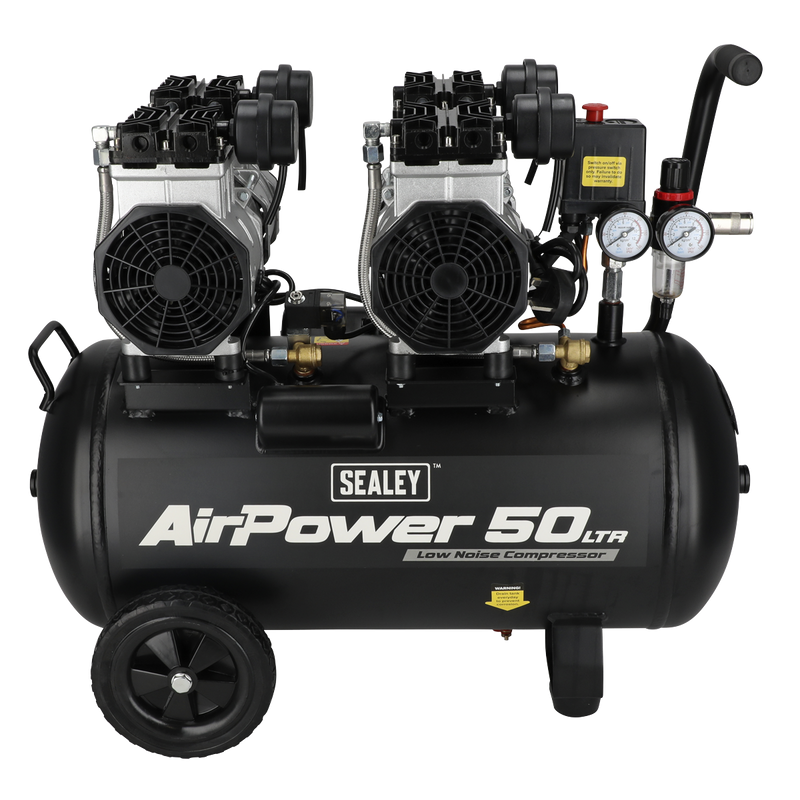 Sealey SAC5001S 50L Low Noise Oil Free Direct Drive Air Compressor 2 x 2hp - additional view 3