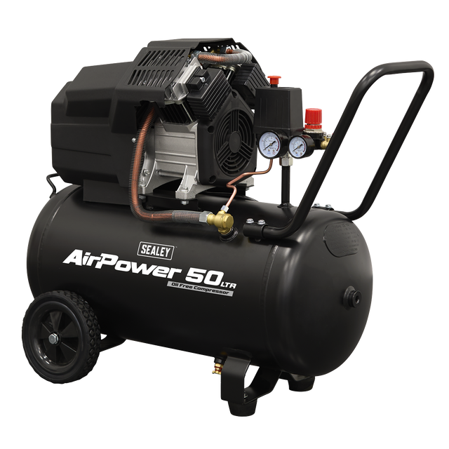 Sealey SAC5002 50L Oil Free V-Twin Direct Drive Air Compressor 3hp