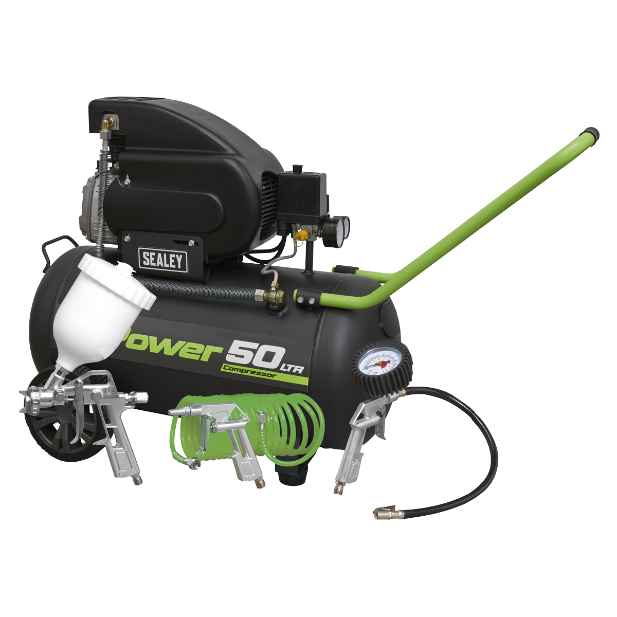 Sealey SAC5020EPK 50L Direct Drive Air Compressor 2hp with 4pc Air Accessory Kit