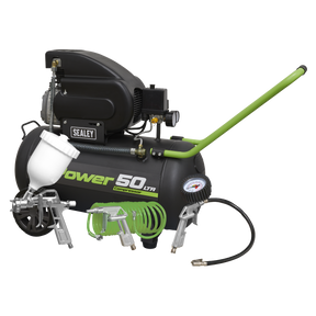 Sealey SAC5020EPK 50L Direct Drive Air Compressor 2hp with 4pc Air Accessory Kit