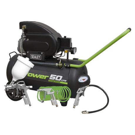 Sealey SAC5020EPK 50L Direct Drive Air Compressor 2hp with 4pc Air Accessory Kit