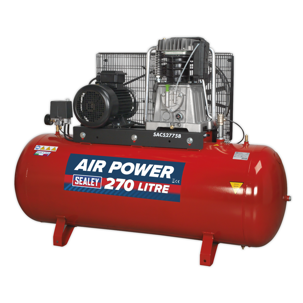Sealey SAC52775B 270L Belt Drive Air Compressor with Cast Cylinders 7.5hp 2-Stage