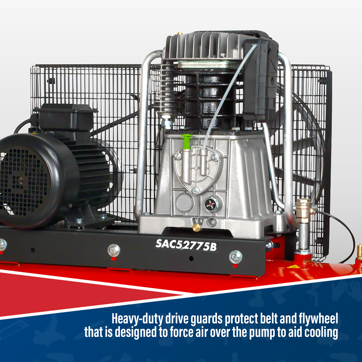 Sealey SAC52775B 270L Belt Drive Air Compressor with Cast Cylinders 7.5hp 2-Stage - additional view 6