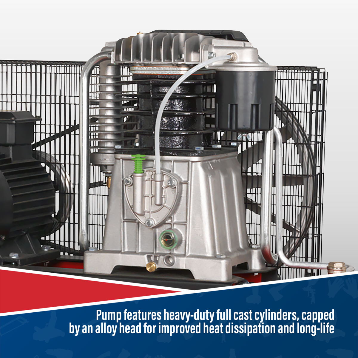 Sealey SAC55075B 500L Belt Drive Air Compressor with Cast Cylinders 7.5hp 2-Stage - additional view 3