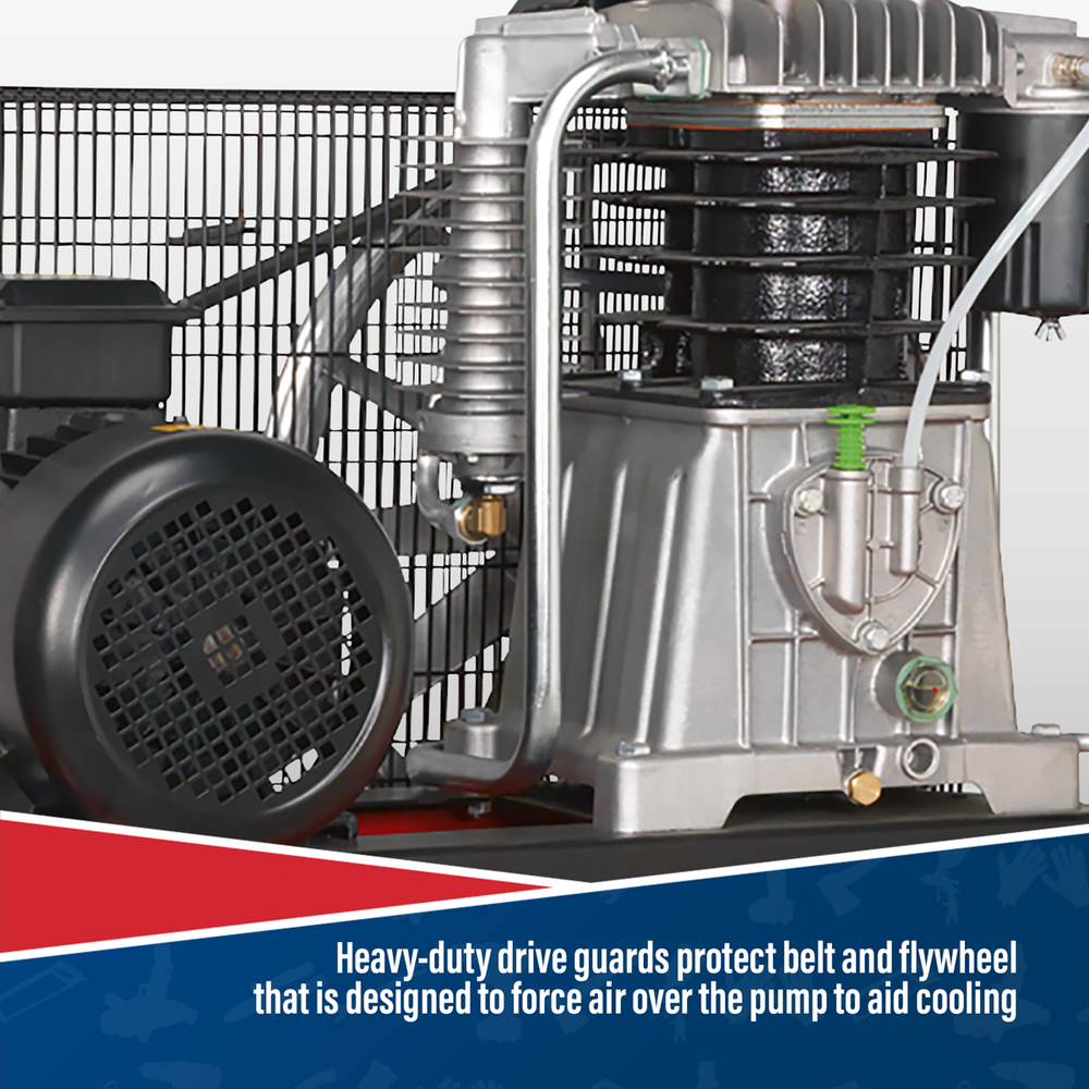 Sealey SAC55075B 500L Belt Drive Air Compressor with Cast Cylinders 7.5hp 2-Stage - additional view 4