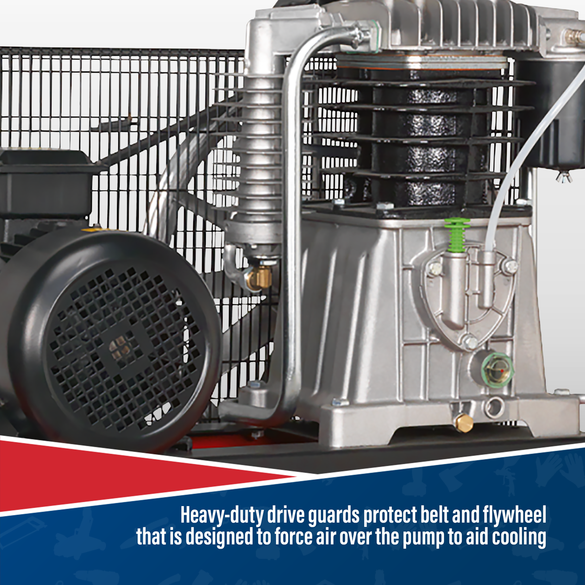 Sealey SAC55075B 500L Belt Drive Air Compressor with Cast Cylinders 7.5hp 2-Stage - additional view 4