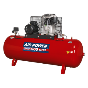 Sealey SAC55075B 500L Belt Drive Air Compressor with Cast Cylinders 7.5hp 2-Stage