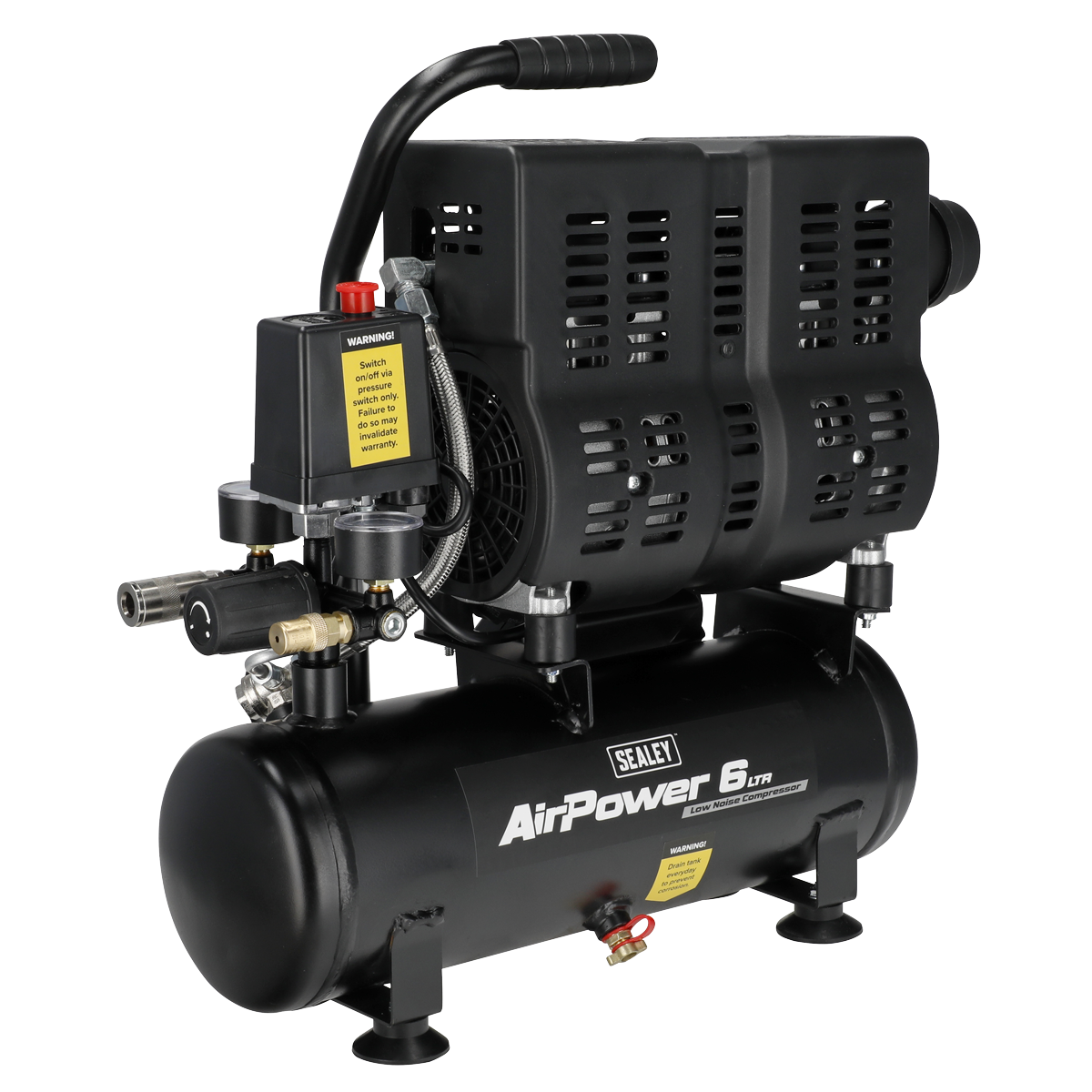 Sealey SAC6000S 6L Oil Free Low Noise Direct Drive Air Compressor 1hp