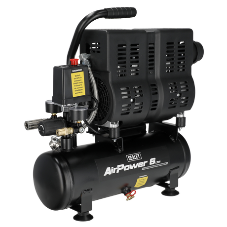 Sealey SAC6000S 6L Oil Free Low Noise Direct Drive Air Compressor 1hp