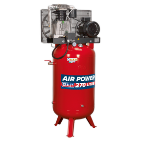 Sealey SACV52775B 270L Vertical Belt Drive Air Compressor with Cast Cylinders 7.5hp 2-Stage