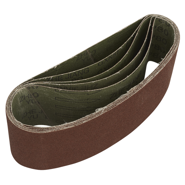 Sealey SB80457 76 x 457mm Sanding Belt 80Grit - Pack of 5