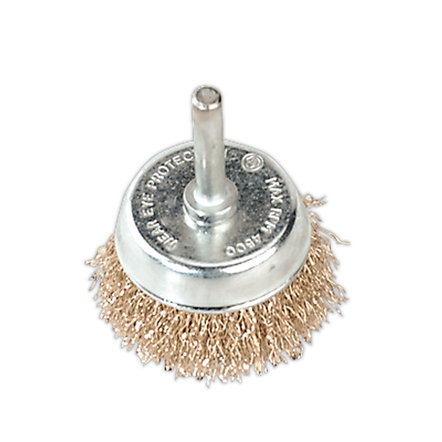 Sealey SCB50 50mm Crimped Wire Cup Brush with 6mm Shaft