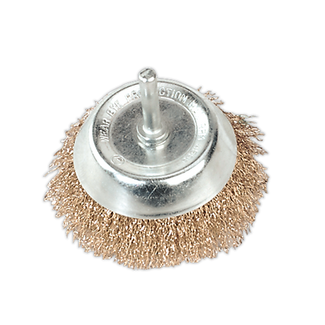 Sealey SCB75 75mm Crimped Wire Cup Brush with 6mm Shaft